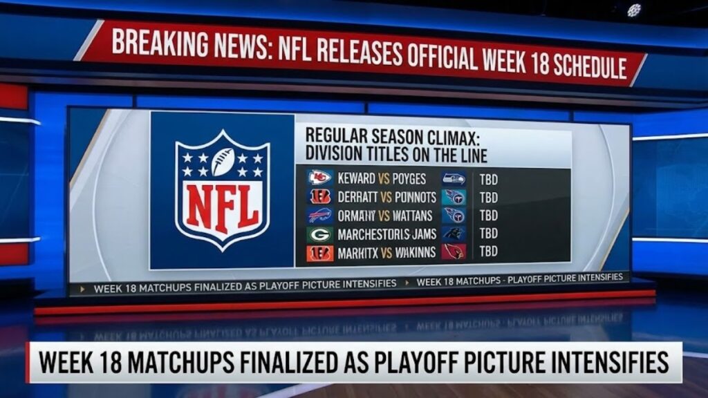 NFL Releases Official Week 18 Schedule as Regular Season Climaxes With Division Titles on the Line